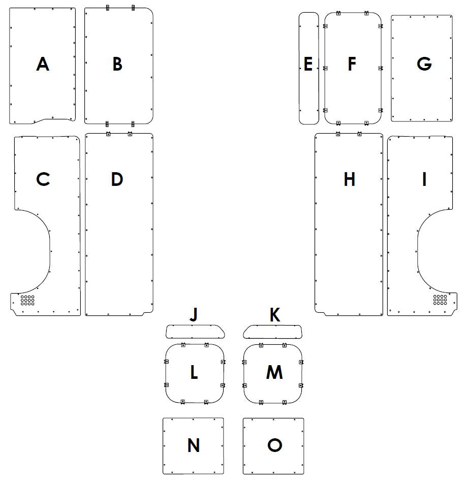 2014-2022 Ram Promaster DIY Wall Panel Templates - 159" Wheelbase, High Roof