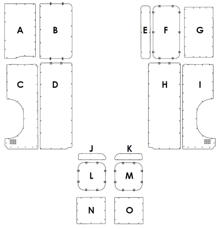 2014-2022 Ram Promaster DIY Wall Panel Templates - 159